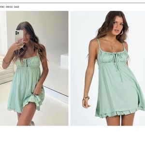 Princess Polly EMPRESS OF LOVE MINI DRESS SAGE